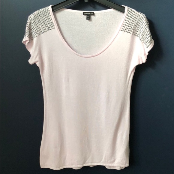 Express Tops - Express Pink Rhinestone Top